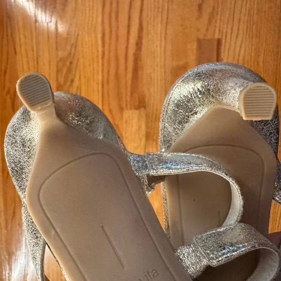 NWOT Dolce Vita Womens Silver Gold Metallic Pointed Toe Mule Heels Slip On  9 - Picture 12 of 12